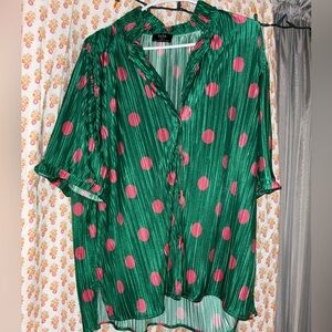 Watermelon Polka Dot Plisse Top